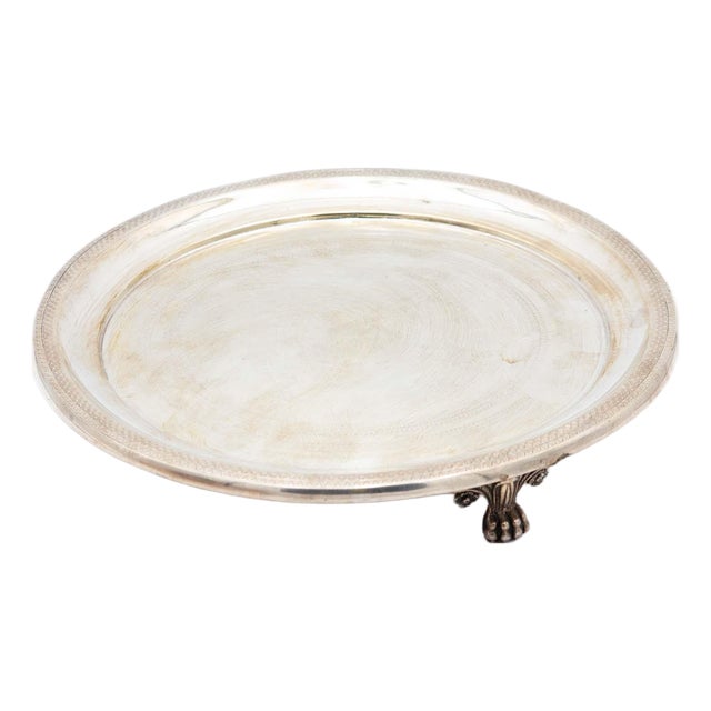 Guilloche Silver Catchall with Feet For Sale
