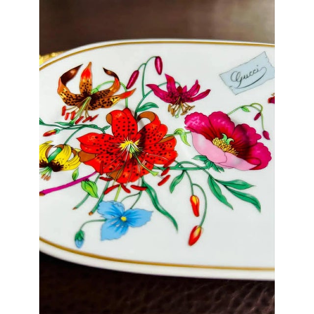 American 1980s Gucci Bernardaud Limoges Floral & Butterfly Print Porcelain Egg Cup and Salt Shaker Set, Made in France - 4 pcs For Sale - Image 3 of 10