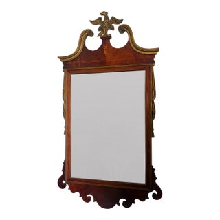 Federal Style Mahogany Wall Mirror With Gilt Eagle Crest For Sale