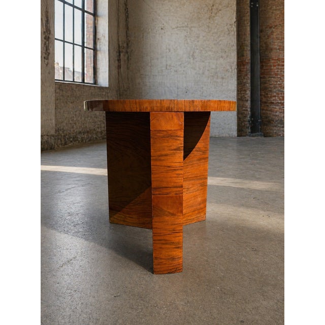 Art Deco Round Wood Side Table with Shelf For Sale - Image 10 of 11