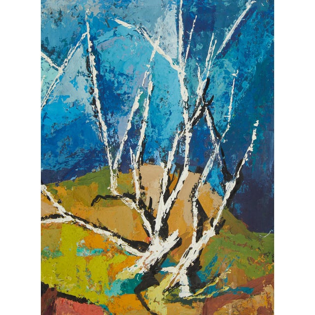Beautiful MCM Abstract Landscape Acrylic Painting on Mat Board Cubism, This is not signed or title this is from James...