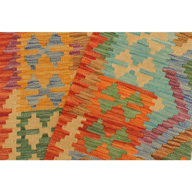 2000 - 2009 Navajo Style Kilim Blue Rust Hand Woven Rug - 2'9" X 9'9" For Sale - Image 5 of 7