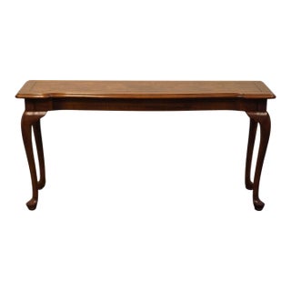 Ethan Allen Collectors Classics Traditional Style 56" Solid Pecan Accent Sofa Table W. Olive Ash Burl Veneer Top 13-9607 For Sale