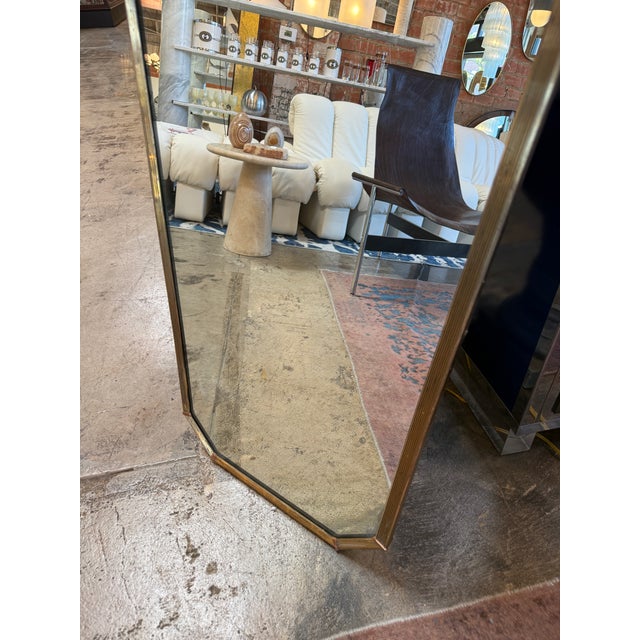 Brass Italian Mid-Century Tapered Brass Wall Mirror, 1970s For Sale - Image 8 of 10