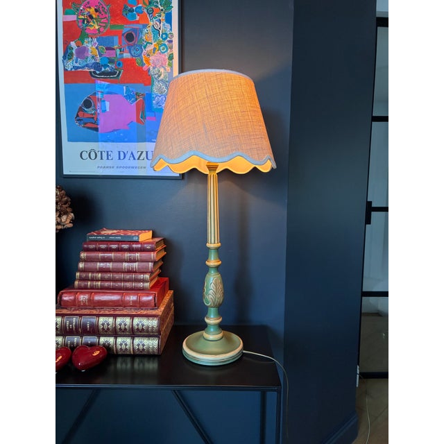 Wood Vintage Cottage Lamp in Carved Wood, 1970 For Sale - Image 7 of 7