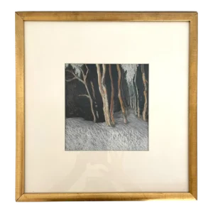 1990s “Pastel Winter Trees” Pastel Drawing by Will Klemm, Framed