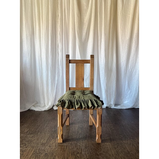 Rustic Set of Six 1960s Rustic French Oak Dining Chairs With Rush Seats For Sale - Image 3 of 8