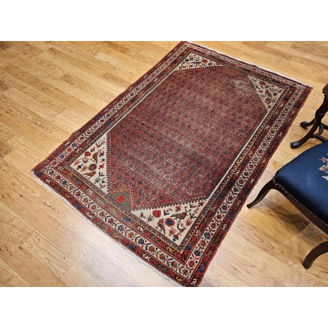 Persian Vintage Persian Malayer Area Rug, Wool Pile, Allover Paisley Design, 1920s For Sale - Image 3 of 12