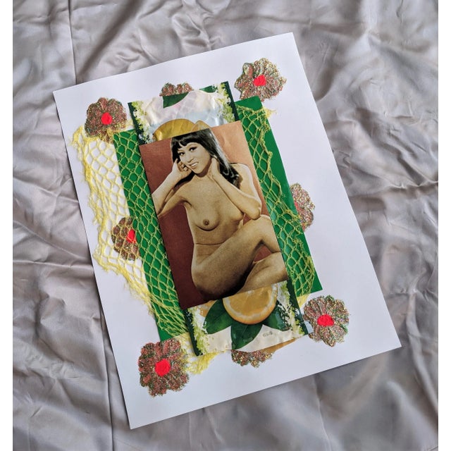 Contemporary "Mutual Disappointment" Contemporary Abstract Mixed-Media Vintage Nude Postcard Collage For Sale - Image 3 of 9