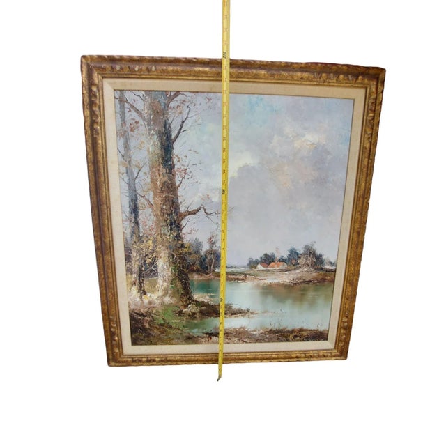 Mid 20th Century Impressionist Style Rustic Landscape Oil Painting by Willi Bauer, Framed For Sale In Greensboro - Image 6 of 13