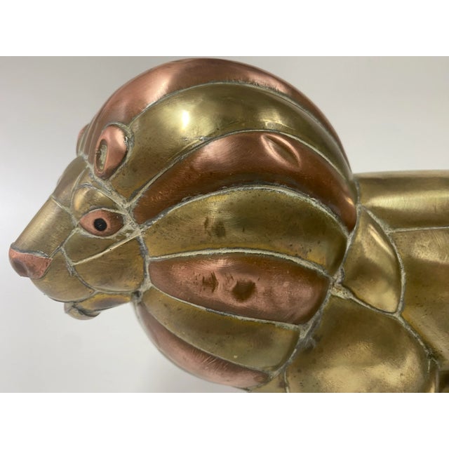 Brass and Copper Lion Sculpture For Sale - Image 12 of 12