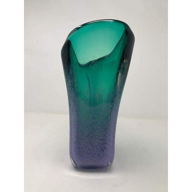 Mid-Century Modern Late 20th Century Asymmetric Speckled Murano Glass Vase For Sale - Image 3 of 12