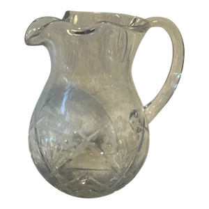 Mid 20th Century Crystal Etched Glass Pitcher