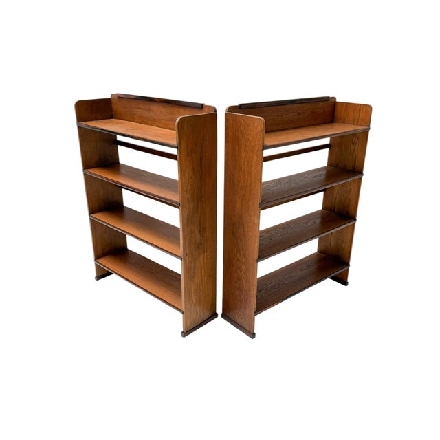 Vintage Art Deco Open Bookcases by P.E.L. Izeren for De Genneper Molen, 1920s, Set of 2 For Sale - Image 13 of 13