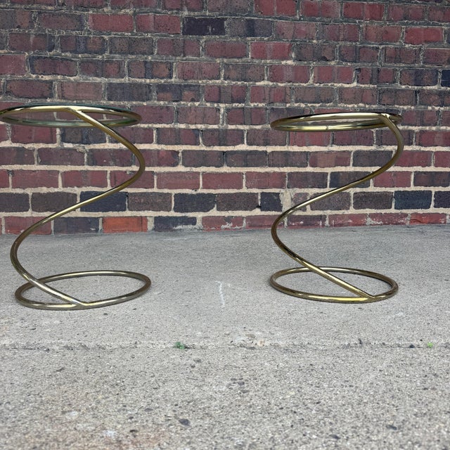 Pace Pair of Leon Rosen for Pace Collection Corkscrew Side Tables For Sale - Image 4 of 12