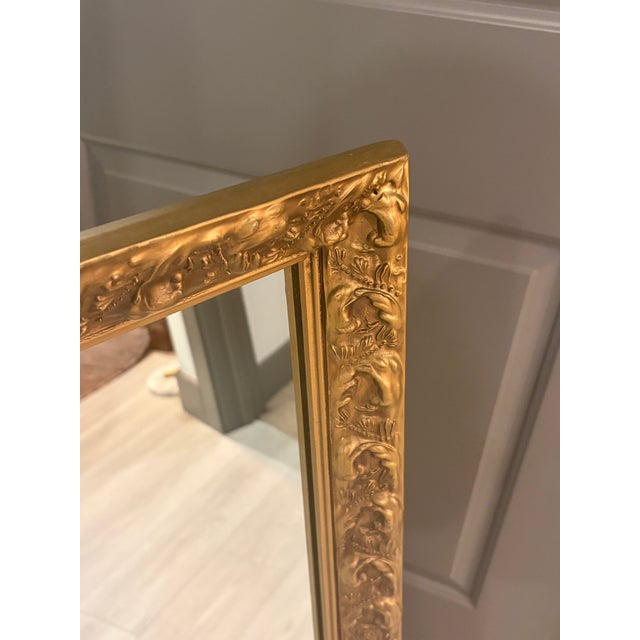 Gold Large Vintage Ornate Baroque-Style Gold Gilt Wood Wall Mirror For Sale - Image 8 of 9