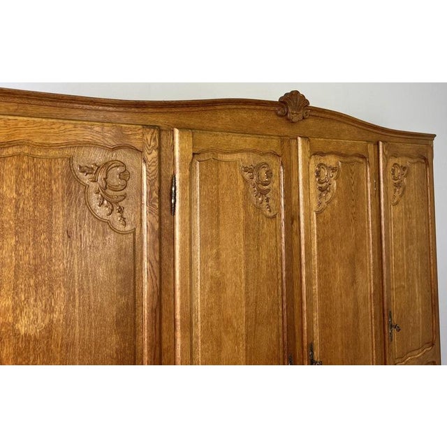 Wood Vintage French Louis XVI Style Wardrobe in Oak For Sale - Image 7 of 13