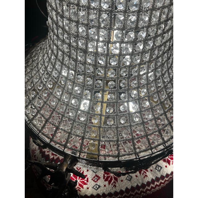 Hollywood Regency 1970s 18 Light Dark Bronze Gazelle Double Tier Chandelier For Sale - Image 3 of 9