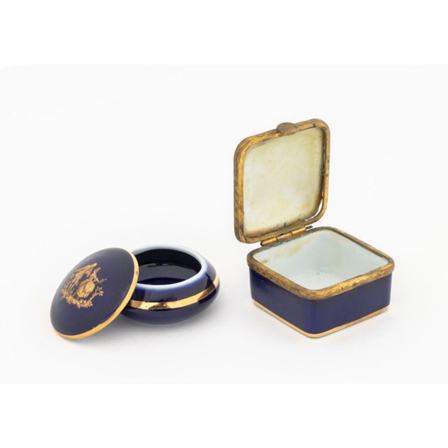 KPM and Limoges Cobalt Blue Porcelain Boxes, 10 For Sale - Image 14 of 17