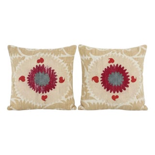 Uzbek Suzani Bedding Pillow Cover 21'' X 28'' - Set of Two For Sale