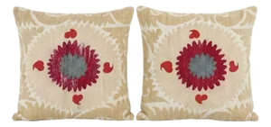 Uzbek Suzani Bedding Pillow Cover 21'' X 28'' - Set of Two