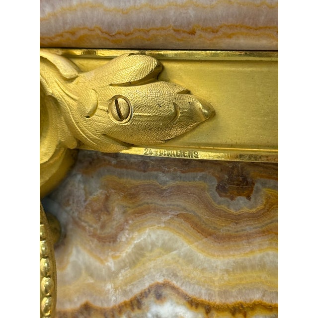 Onyx A Pair of Ormolu Mounted Onyx Pedestal Jardinieres by H. Journet For Sale - Image 8 of 9