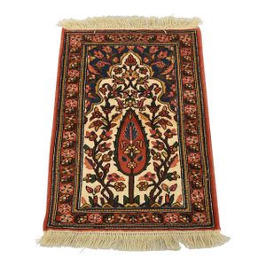 Ghoochan Rug 2′ X 2’11” Ivory Wool Vintage Traditional Hand-Knotted Carpet