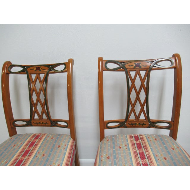 Wood 1980s Vintage Paint Decorated Southwood Dining Room Regency Side Chairs - a Pair For Sale - Image 7 of 13