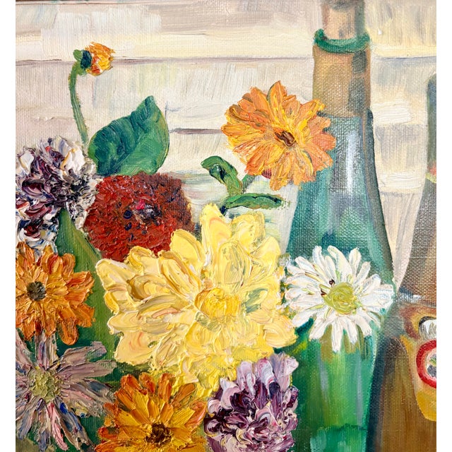 Green Mid 20th Century Still Life Oil on Board Signed, Cogan '69 For Sale - Image 8 of 16