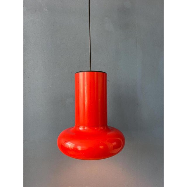 Vintage Space Age Red Cone Pendant Lamp For Sale - Image 5 of 11
