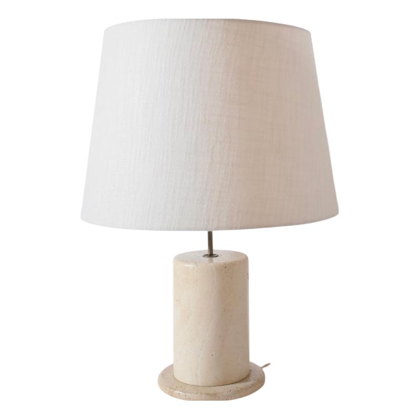 Cylindrical Travertine Lamp, 1970s For Sale