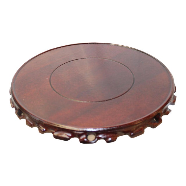 Chinese Brown Wood Handmade Round Table Top Stand Display Easel 7.75