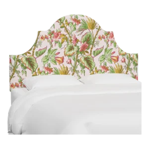 Red from Scalamandre crafted by Cloth & Company Geneva Full Headboard, Pink Tropical Flora