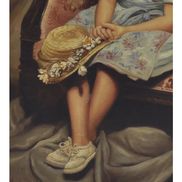 Nicola del Basso, Child on Armchair, 21st Century, Oil on Canvas For Sale - Image 4 of 5