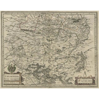 Antique Map of Thuringia by J. Janssonius, 1650 For Sale