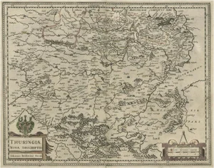 Antique Map of Thuringia by J. Janssonius, 1650