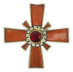 Hargo Creations Maltese Cross Enamel & Crystal Rhinestone Brooch, 1960's