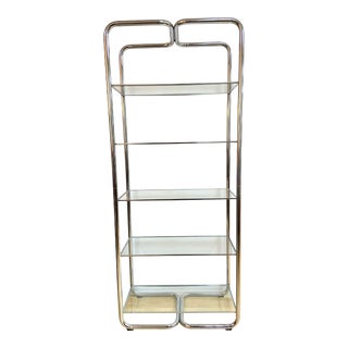 Milo Baughman Style Tubular Chrome and Glass Etagere Circa 1960s For Sale