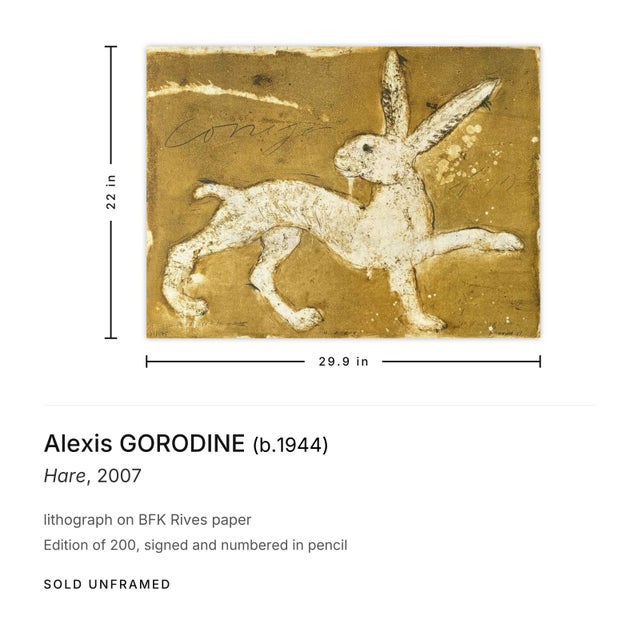 Contemporary 2007 Alexis Gorodine Hare Signed Lithograph For Sale - Image 3 of 3