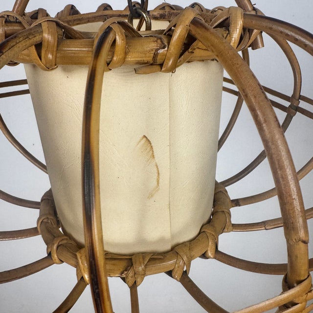 Paper Mid-Century Bamboo Rattan and Paper Pendant Lamp, Italy, 1960s For Sale - Image 7 of 10