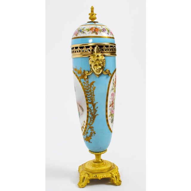 French Duck Egg Blue Sevres Urns, 19th Century, Set of 2 For Sale - Image 11 of 18