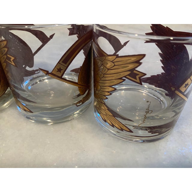 Morgan Golden Eagle Rocks Glasses Vintage Retro Mid Century Style, a Set of 4 For Sale - Image 9 of 13