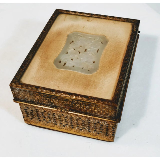 20th Century Chinese Jade Velvet Trinket Jewelry Box For Sale - Image 10 of 10