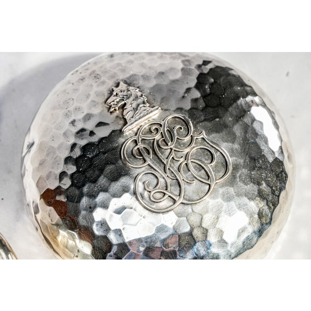 French Exceptional Antique French 950 Sterling Silver Crystal Hobnail Tobacco Humidor Canister Tobacciana For Sale - Image 3 of 17