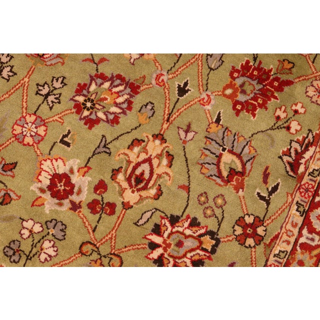 Shabby Chic 1990's Pak-Persian Green/Burgundy Wool Rug - 6'2'' X 8'9'' For Sale In New York - Image 6 of 9