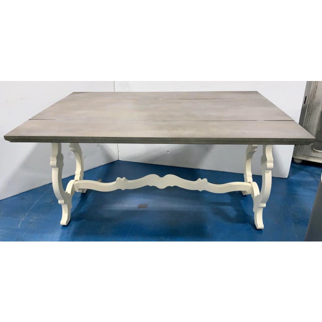 Transitional White and Gray Wood Flip Top Console Table For Sale - Image 4 of 4
