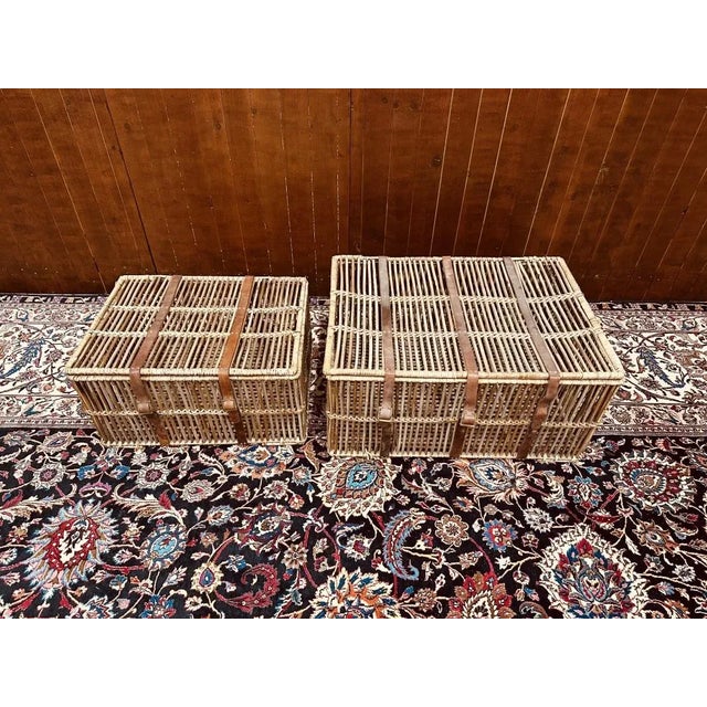 Classic Wicker Basket Travel Case (Set of 2) For Sale - Image 4 of 7