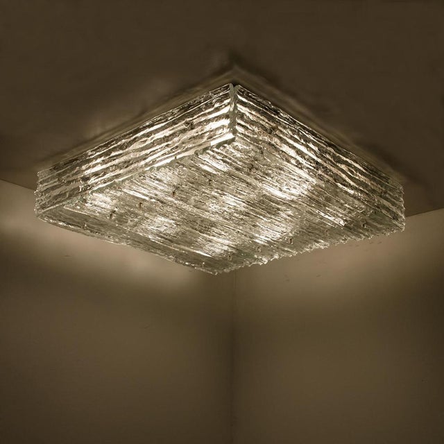Large Square Glass Flush Mount attributed to J. T. Kalmar for Kalmar, 1960s For Sale - Image 11 of 13