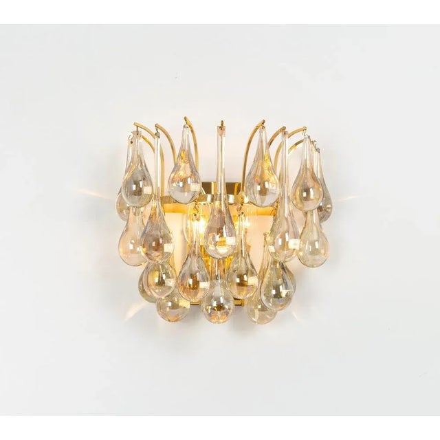 Large Gilded Brass and Crystal Sconces attributed to C. Palme, Germany, 1970s, Set of 2 For Sale - Image 6 of 10
