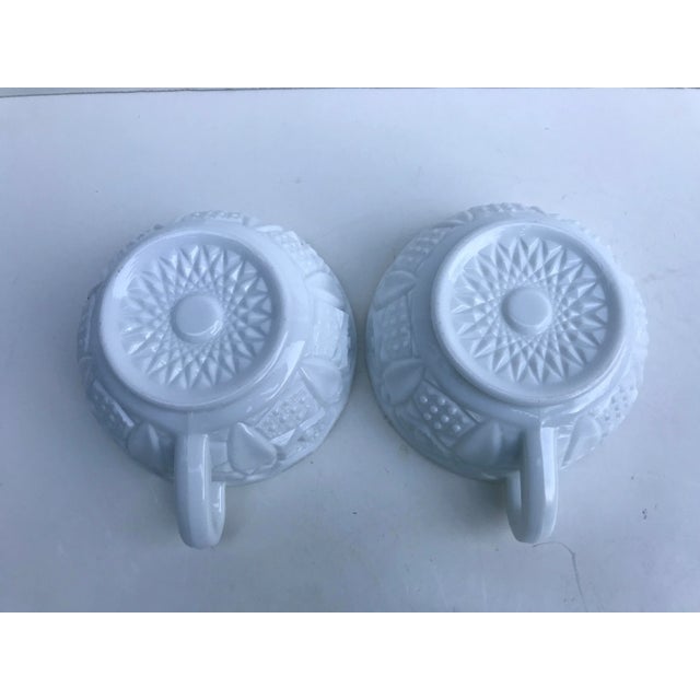 L. E. Smith Heritage Milk Glass Candle Stick Bowls With Handle- a Pair For Sale - Image 10 of 13